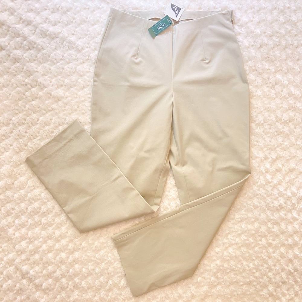 NWT LLBean Stretch Twill Side Zip Khaki Pants Size 12
